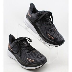 Hoka One One Clifton 9 Womens Size 6 B Comfy Running Shoes Black/Copper/White